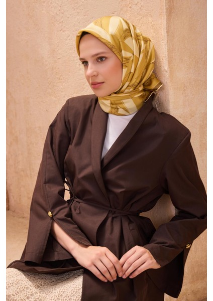 Tivil Saf İpek Eşarp 4123 - 35 Sarı Karışık Desen