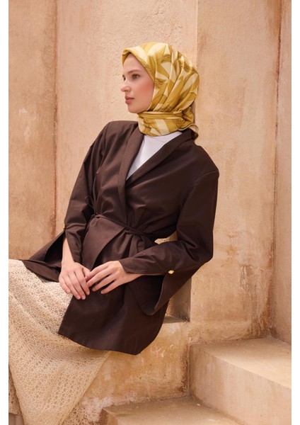 Tivil Saf İpek Eşarp 4123 - 35 Sarı Karışık Desen fiyatları