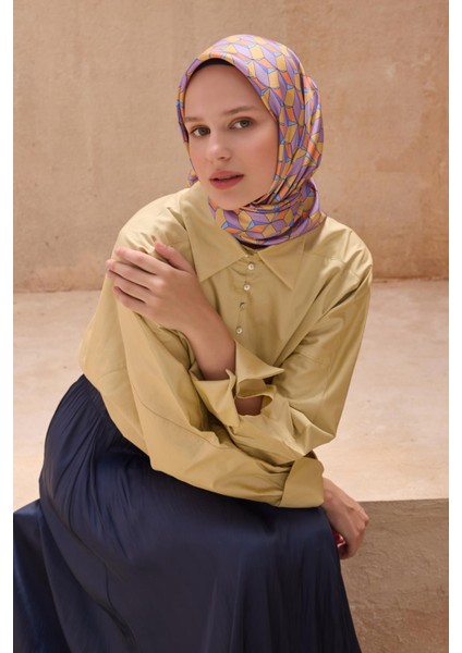 Tivil Saf İpek Eşarp 4112 - 06 Mor Karışık Desen fiyatları