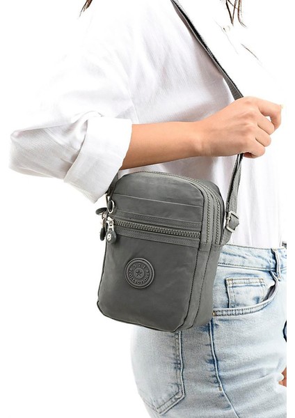 Küçük Boy 571 Krinkıl/klinkır Su Geçirmez Kumaş Çok Bölmeli Çapraz Omuz Telefon Çantası Gri 10A fiyatları