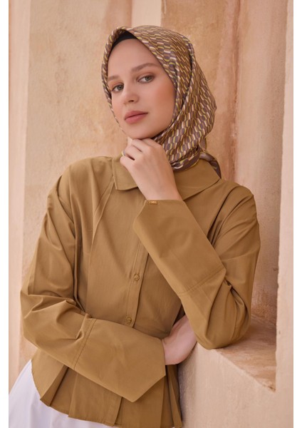 Tivil Saf İpek Eşarp 4124 - 36 Gri Karışık Desen