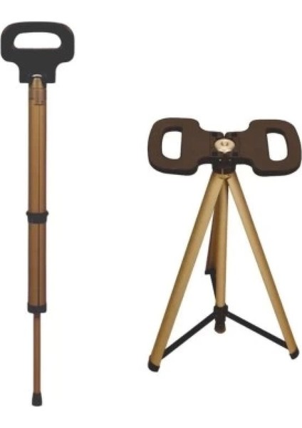 Katlanabilir Baston Tabure, Walking Stick And Portable Stoo