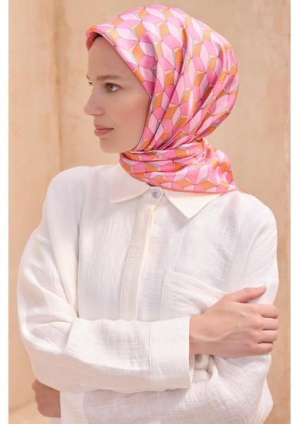 Tivil Saf İpek Eşarp 4112 - 83 Pembe Karışık Desen