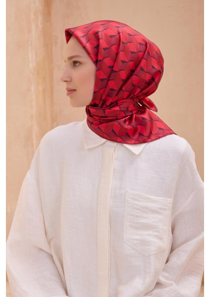 Tivil Saf İpek Eşarp 4112 - 80 Bordo Karışık Desen