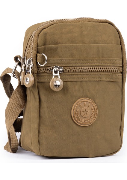 Küçük Boy 571 Krinkıl/klinkır Su Geçirmez Kumaş Çok Bölmeli Çapraz Omuz Telefon Çantası Taba 10A