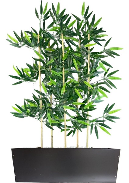 Yapay Çiçek Antrasit Saksıda 100 cm Bambu 15 Adet (Tüm Set Dahil) Seperatör