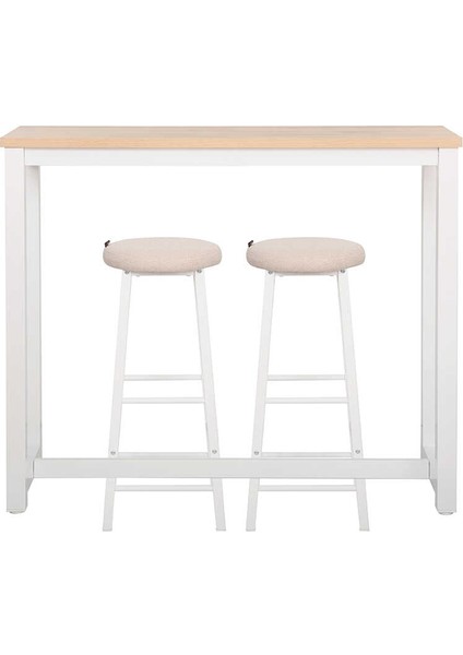 High-Rise 2 Tabureli Yüksek Ayaklı Yemek Masası - Beyaz 120X40X100 fiyatları