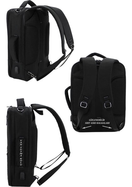 Case Clubsiyah 15.6 Inç Notebook-Leptop Sırt ve Omuz Çantası USB Çıkışlı Su Darbeye Dayanıklı Yüzey modelleri
