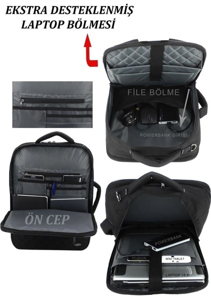 Case Clubsiyah 15.6 Inç Notebook-Leptop Sırt ve Omuz Çantası USB Çıkışlı Su Darbeye Dayanıklı Yüzey indirimleri