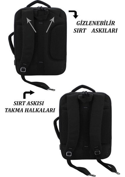 Case Clubsiyah 15.6 Inç Notebook-Leptop Sırt ve Omuz Çantası USB Çıkışlı Su Darbeye Dayanıklı Yüzey