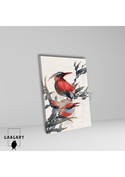 Tekli Dikey Kanvas Tablo Ünlü Eserler Katsushika Hokusai Kırmızı Kuşlar fiyatları