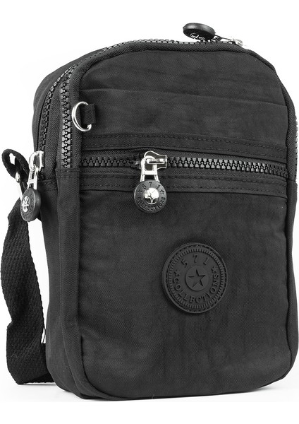 Küçük Boy 571 Krinkıl/klinkır Su Geçirmez Kumaş Çok Bölmeli Çapraz Omuz Telefon Çantası Siyah 10A