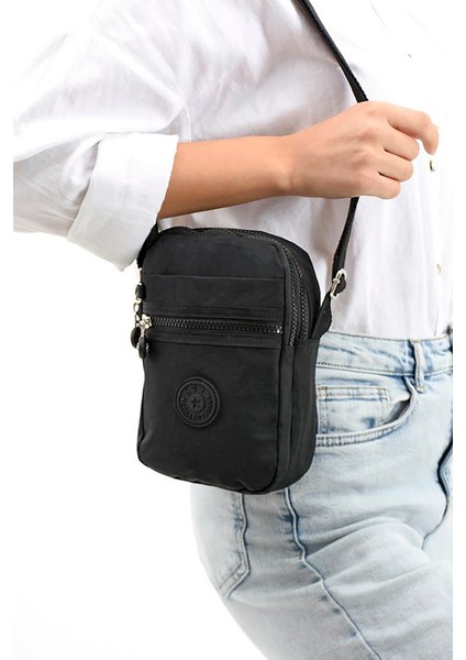 Küçük Boy 571 Krinkıl/klinkır Su Geçirmez Kumaş Çok Bölmeli Çapraz Omuz Telefon Çantası Siyah 10A fiyatları