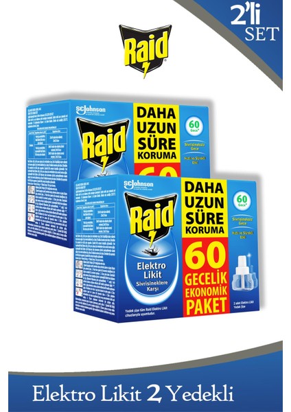 Elekro Likit 2 Yedek 60 Gece Ekonomik Paket (Sivrisineklere Karşı) x 2 Adet