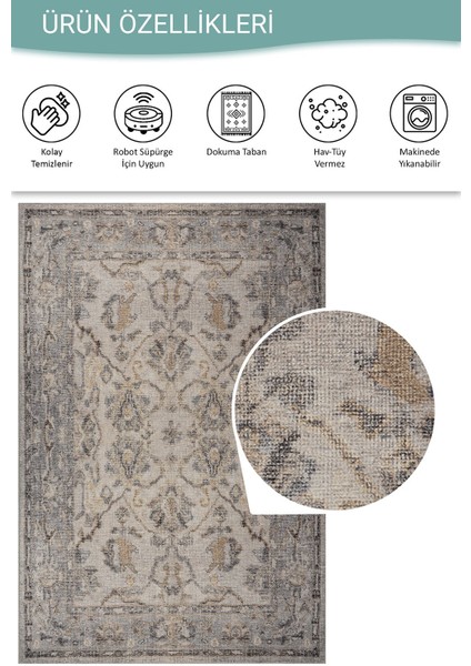 Relic Gri Vintage Dokulu Klasik Desenli Dokuma Tabanlı Şönil Halı Al 520 fırsatları