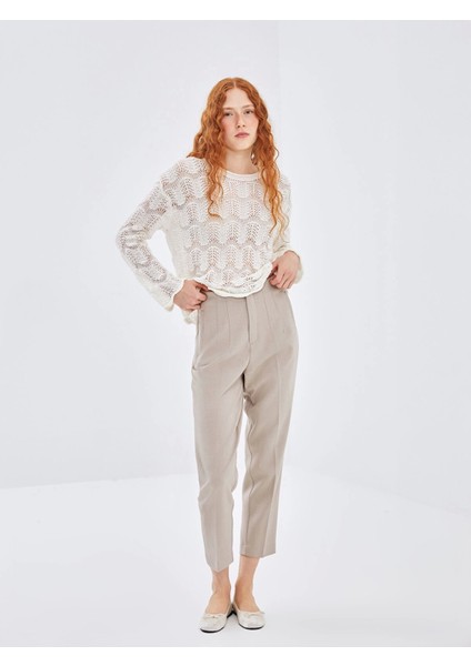 Lcw Vision Bej Kadın Havuç Kesim Düz Pantolon