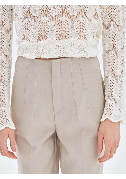 Lcw Vision Bej Kadın Havuç Kesim Düz Pantolon modelleri