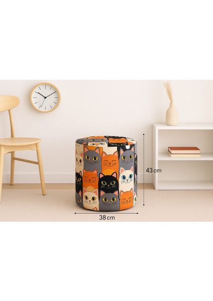 Resimli Desenli Puf Çap 38 cm Yükseklik 42 cm fiyatları