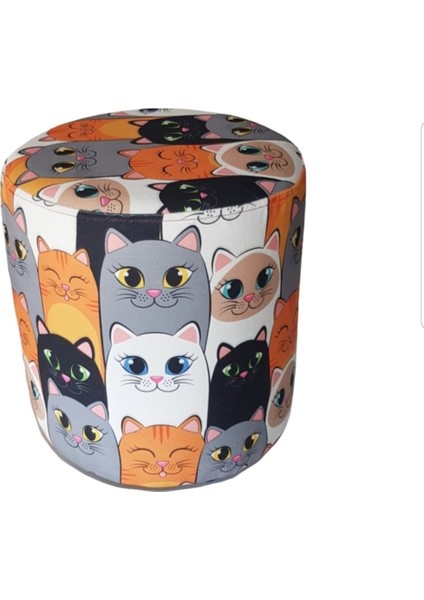 Resimli Desenli Puf Çap 38 cm Yükseklik 42 cm indirimleri