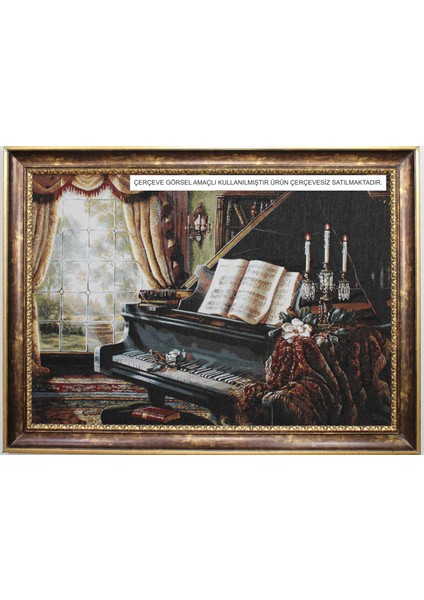 Belıeve Piyano Dokuma Goblen Dekoratif Çerçevesiz Pano Tablo 70*110