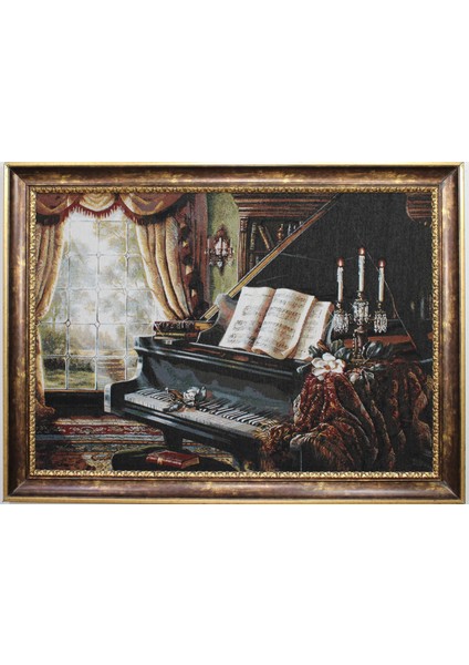Belıeve Piyano Dokuma Goblen Dekoratif Çerçevesiz Pano Tablo 70*110 fiyatları