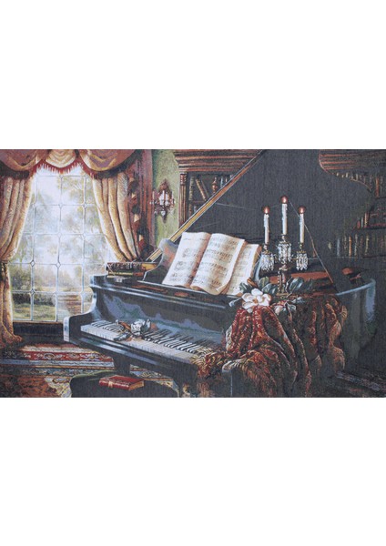 Belıeve Piyano Dokuma Goblen Dekoratif Çerçevesiz Pano Tablo 70*110 indirimleri