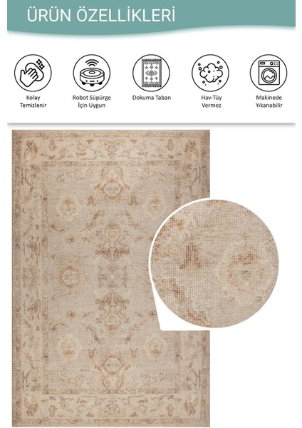 Relic Bej Vintage Dokulu Klasik Desenli Dokuma Tabanlı Şönil Halı Al 523 fırsatları