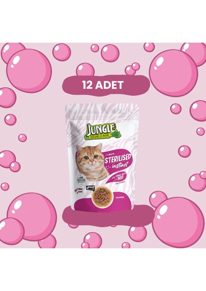 Pouch Kısır Kedi Dana Eti Parçalı 100 G * 12'li Avantaj