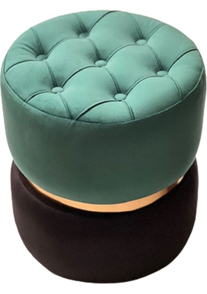 Albayrak Birinci Sınıf Lüx Spor Dikişli Altın Renk Krom Detaylı Silinebilir Kadife Yeşil Siyah Puf