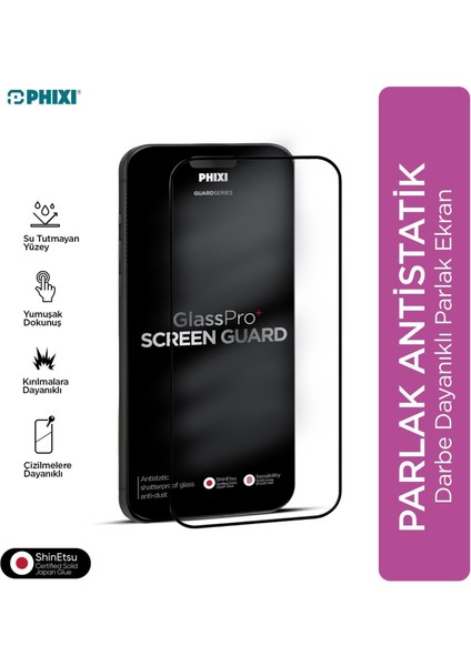 Premium Guard Parlak Cam Ekran Koruyucu – iPhone 16 Uyumlu | Antistatik, Su Tutmaz, Tam Kaplama