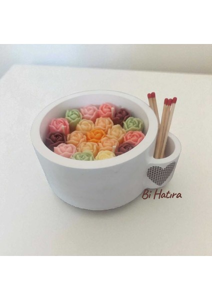 El Yapımı Dekoratif Kibritli Mum (Mini Gül Konsept)