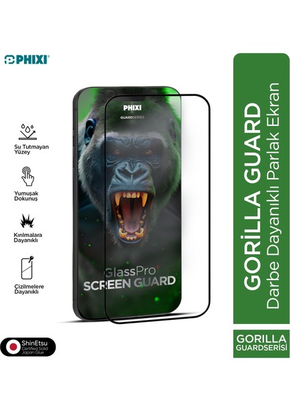 Gorilla Guard iPhone 14 Pro Kırılmaz Cam – Hd Temperli, Tekrar Yapışabilir, Suyla Temizlenebilir, Anti-Statik, Süper Kavisli Ekran Koruyucu