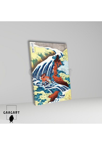 Tekli Dikey Kanvas Tablo Ünlü Eserler Katsushika Hokusai The Yoshitsune fiyatları