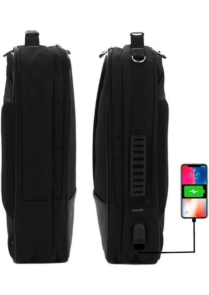 17.3'' USB Çıkışlı Siyah Laptop Sırt ve Omuz Çantası Suya Dayanıklı Yüzey Mat Ergonomik Omuz Askılı modelleri