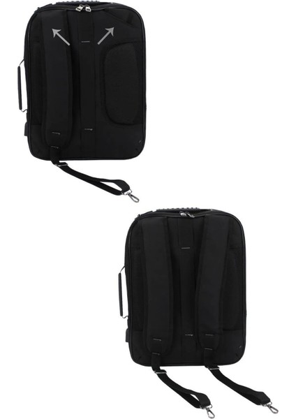 17.3'' USB Çıkışlı Siyah Laptop Sırt ve Omuz Çantası Suya Dayanıklı Yüzey Mat Ergonomik Omuz Askılı