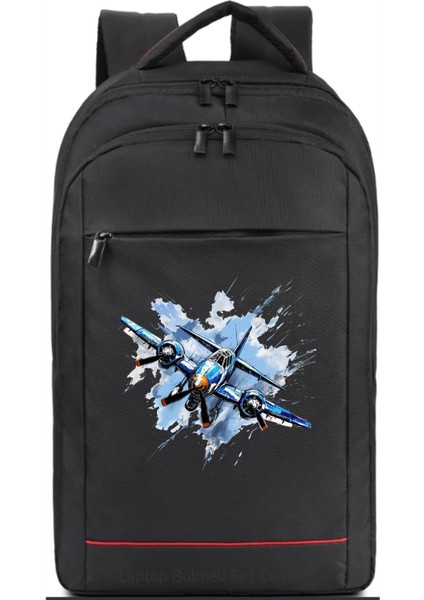 Mavi Uçak Temalı Sırt Çantası Pilot - Havacı - Uçak Tutkunu Hediye