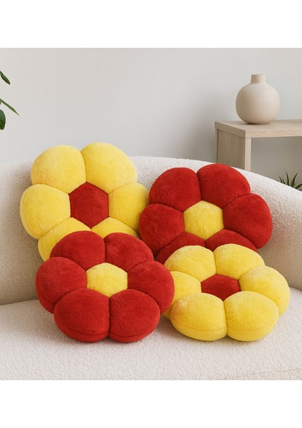Legosh 4'lü Papatya Dekoratif Peluş Yastık Minder Kırlent