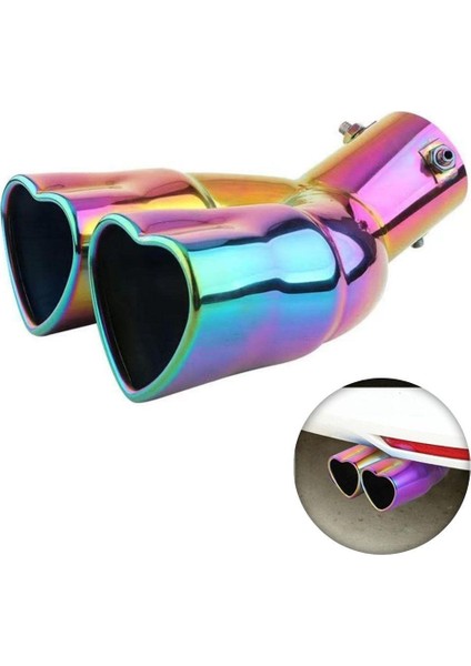 Kalpli Krom Egzoz Ucu Çiftli Rainbow