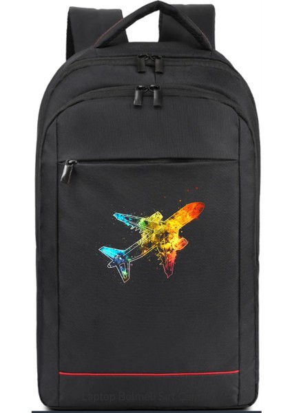 Renkli Tek Uçak Sırt Çantası Pilot - Havacı - Uçak Tutkunu Hediye