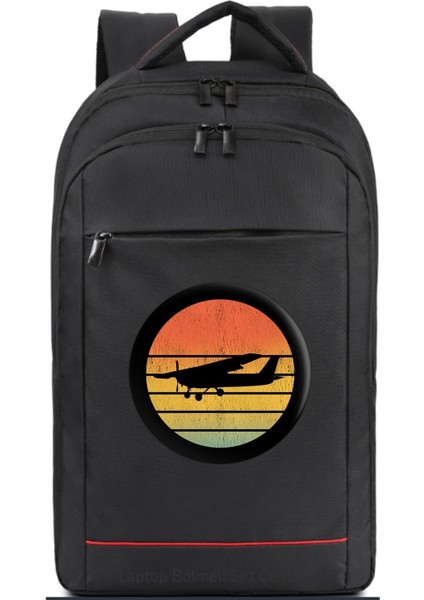 Renkli Uçak Silüeti Sırt Çantası Pilot - Havacı - Uçak Tutkunu Hediye