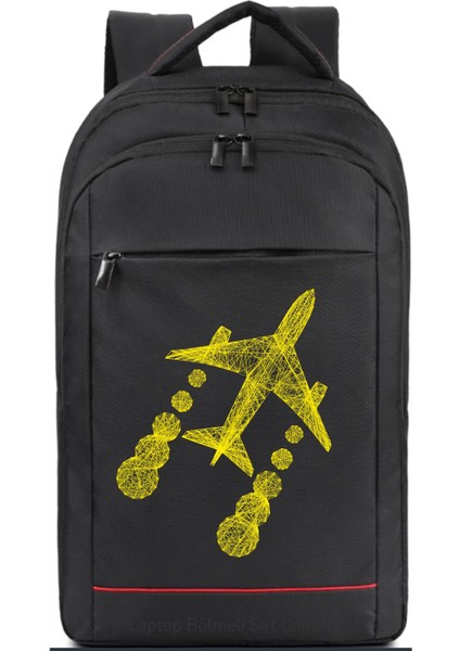 Uçak ve Vorteks Temalı Sırt Çantası Pilot - Havacı - Uçak Tutkunu Hediye