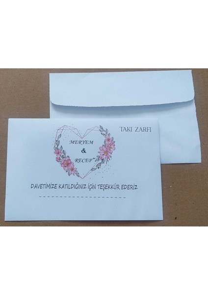 Isminize Özel 60 Adet Düğün Nişan Kına Para Takı Zarfı 10,5 x 16,5 cm Tssrmyt fiyatları