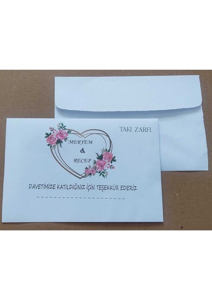Isminize Özel 60 Adet Düğün Nişan Kına Para Takı Zarfı 10,5 x 16,5 cm Tsımdeg fiyatları