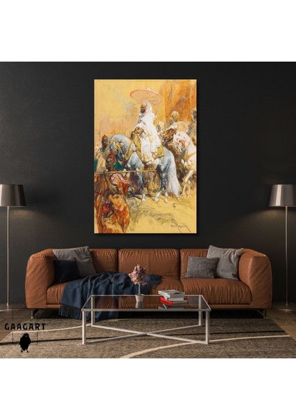 Tekli Dikey Kanvas Tablo Ünlü Eserler Henri Rousseau-Chieftain Or The Caid El Ayadi