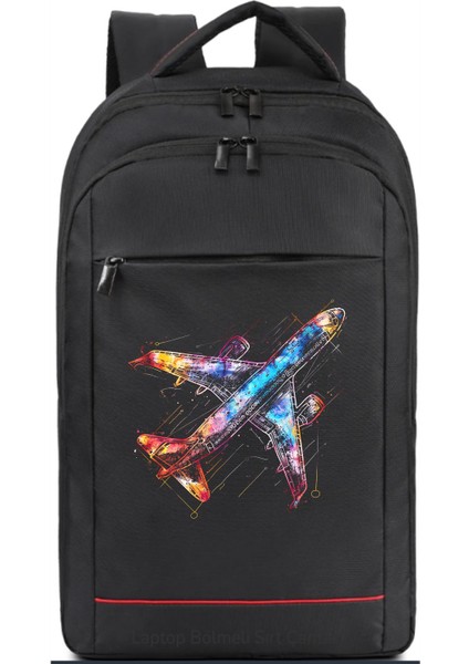 Renkli Line Uçak Sırt Çantası Pilot - Havacı - Uçak Tutkunu Hediye