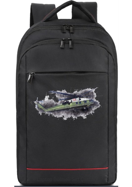 Helikopter Silüeti Sırt Çantası Pilot - Havacı - Uçak Tutkunu Hediye