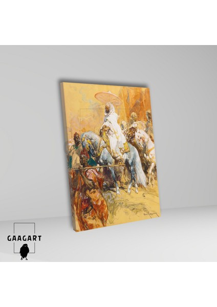 Tekli Dikey Kanvas Tablo Ünlü Eserler Henri Rousseau-Chieftain Or The Caid El Ayadi fiyatları