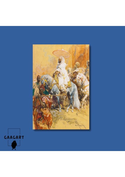 Tekli Dikey Kanvas Tablo Ünlü Eserler Henri Rousseau-Chieftain Or The Caid El Ayadi modelleri