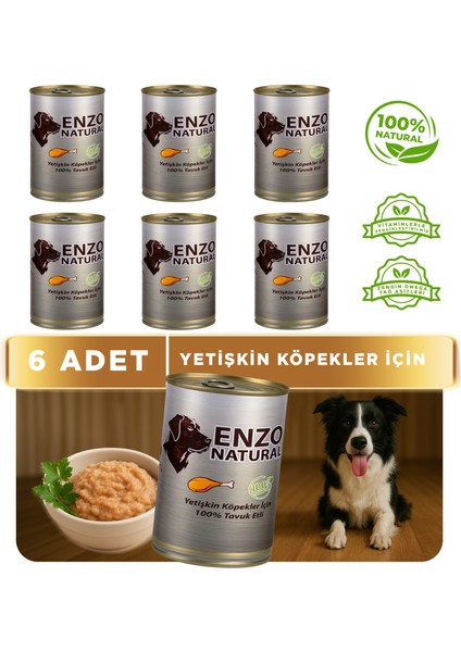 Natural Tavuk Etli Yaş Köpek Maması 410 gr x 6