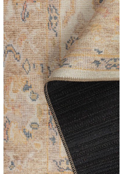 Relic Krem / Sarı Vintage Dokulu Klasik Desenli Dokuma Tabanlı Şönil Halı Al 496 indirimleri